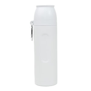 TERMO DE ACERO INOXIDABLE CON GANCHO DE 750ML. AVENTURERO A3163 BLANCO (TERMO: ACERO INOXIDABLE / TAPAS: PLÁSTICO PP // GANCHO: ALUMINIO / A3163.01 /  ARTICULOS PROMOCIONALES)