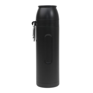 TERMO DE ACERO INOXIDABLE CON GANCHO DE 750ML. AVENTURERO A3163 NEGRO (TERMO: ACERO INOXIDABLE / TAPAS: PLÁSTICO PP // GANCHO: ALUMINIO / A3163.02 /  ARTICULOS PROMOCIONALES)