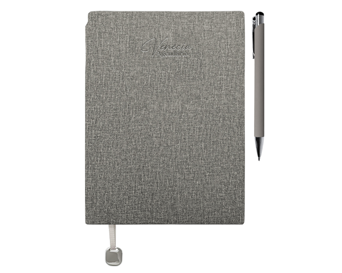 AGENDARIO CON BOLÍGRAFO VENECIA A3167 GRIS (LIBRETA: PU // BOLÍGRAFO: ALUMINIO // ESTUCHE: CARTÓN / A3167.22 / ARTICULOS PROMOCIONALES)