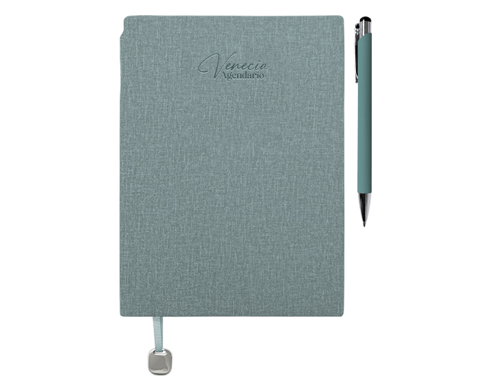 AGENDARIO CON BOLÍGRAFO VENECIA A3167 TURQUESA (LIBRETA: PU // BOLÍGRAFO: ALUMINIO // ESTUCHE: CARTÓN / A3167.41 / ARTICULOS PROMOCIONALES)