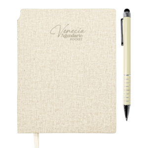 AGENDARIO DE BOLSILLO CON BOLÍGRAFO VENECIA POCKET A3168 BEIGE (LIBRETA: PU // BOLÍGRAFO: ALUMINIO / A3168.24 /  ARTICULOS PROMOCIONALES)