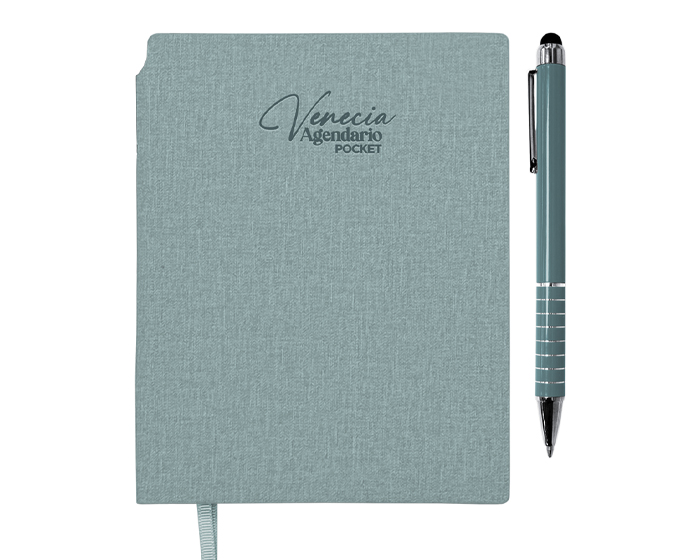AGENDARIO DE BOLSILLO CON BOLÍGRAFO VENECIA POCKET A3168 TURQUESA (LIBRETA: PU // BOLÍGRAFO: ALUMINIO / A3168.41 / ARTICULOS PROMOCIONALES)