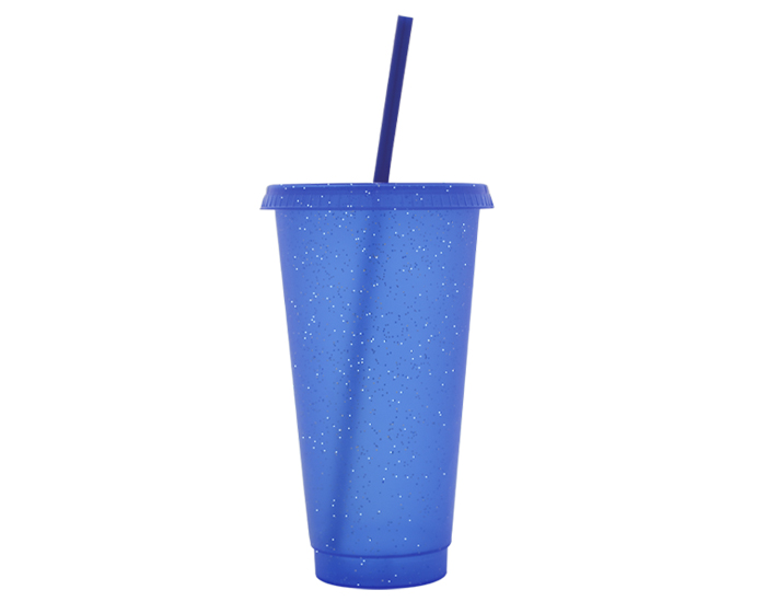 VASO DE PLÁSTICO DE 750 ML GLITTER A3171 AZUL (PLÁSTICO PP / A3171.09 / ARTICULOS PROMOCIONALES)
