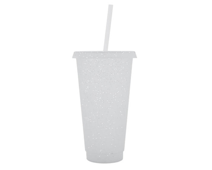 VASO DE PLÁSTICO DE 750 ML GLITTER A3171 BLANCO (PLÁSTICO PP / A3171.01 / ARTICULOS PROMOCIONALES)