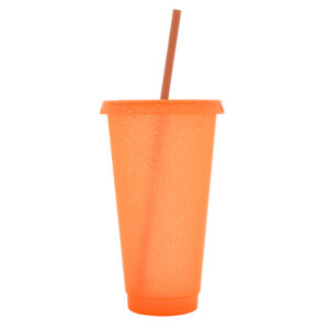 VASO DE PLÁSTICO DE 750 ML GLITTER A3171 NARANJA (PLÁSTICO PP / A3171.03 /  ARTICULOS PROMOCIONALES)