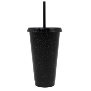 VASO DE PLÁSTICO DE 750 ML GLITTER A3171 NEGRO (PLÁSTICO PP / A3171.02 /  ARTICULOS PROMOCIONALES)