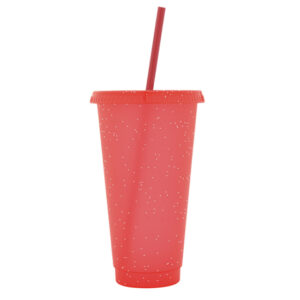 VASO DE PLÁSTICO DE 750 ML GLITTER A3171 ROJO (PLÁSTICO PP / A3171.04 /  ARTICULOS PROMOCIONALES)
