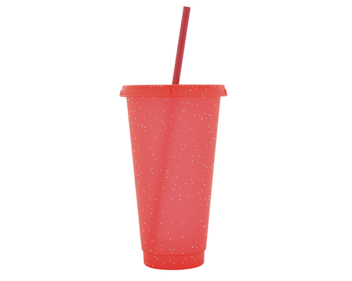 VASO DE PLÁSTICO DE 750 ML GLITTER A3171 ROJO (PLÁSTICO PP / A3171.04 / ARTICULOS PROMOCIONALES)