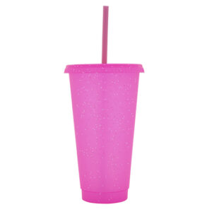 VASO DE PLÁSTICO DE 750 ML GLITTER A3171 ROSA (PLÁSTICO PP / A3171.05 /  ARTICULOS PROMOCIONALES)