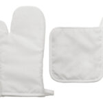 SET DE GUANTE Y AGARRADOR P/COCINA PONCHO A3184 BLANCO (POLIÉSTER / A3184.01 /  ARTICULOS PROMOCIONALES)