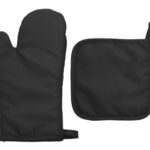 SET DE GUANTE Y AGARRADOR P/COCINA PONCHO A3184 NEGRO (POLIÉSTER / A3184.02 /  ARTICULOS PROMOCIONALES)