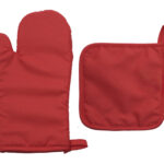 SET DE GUANTE Y AGARRADOR P/COCINA PONCHO A3184 ROJO (POLIÉSTER / A3184.04 /  ARTICULOS PROMOCIONALES)