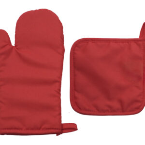 SET DE GUANTE Y AGARRADOR P/COCINA PONCHO A3184 ROJO (POLIÉSTER / A3184.04 /  ARTICULOS PROMOCIONALES)