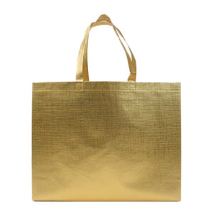 BOLSA DE NONWOVEN METALIZADO GLEAM L A3187 ORO (NON WOVEN CON PELÍCULA PLÁSTICA / A3187.18 /  ARTICULOS PROMOCIONALES)