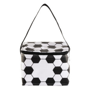 HIELERA/LONCHERA CON DISEÑO DE BALÓN DE SOCCER CASCARITA A3208 BLANCA (POLIÉSTER 600D / PEVA / A3208.01 /  ARTICULOS PROMOCIONALES)