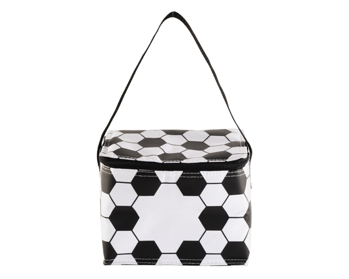 HIELERA/LONCHERA CON DISEÑO DE BALÓN DE SOCCER CASCARITA A3208 BLANCA (POLIÉSTER 600D / PEVA / A3208.01 / ARTICULOS PROMOCIONALES)